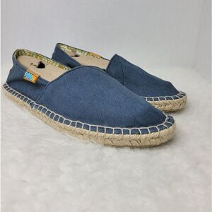 Ubuntu Women's  Canvas Espadrille Beaded Slip On Ethical Blue Shoe Size 9.5 New.